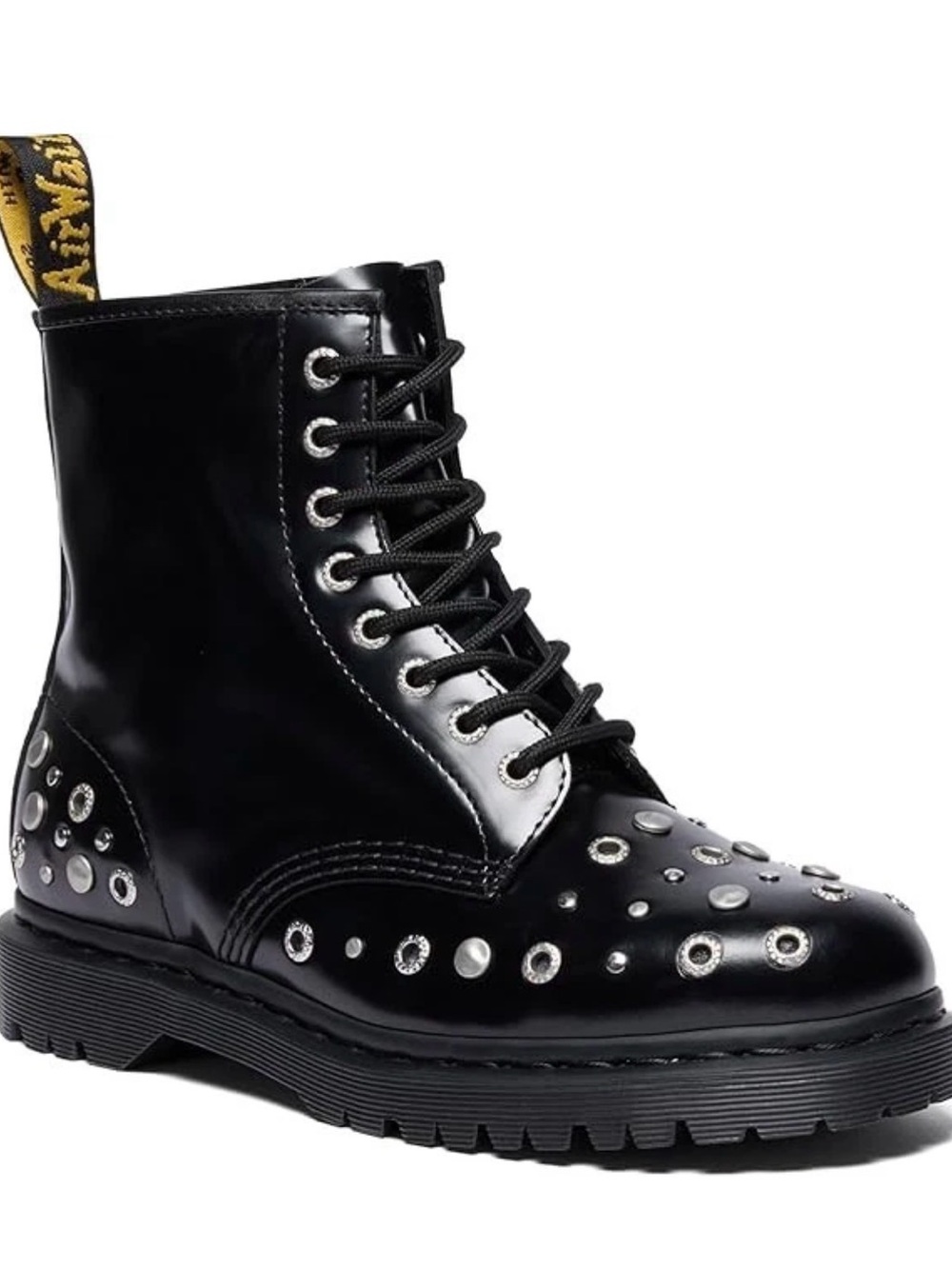 Dr. Martens 1460 Hardware Unisex Shiny Leather Boots w Grommets, Men 9 Women 10